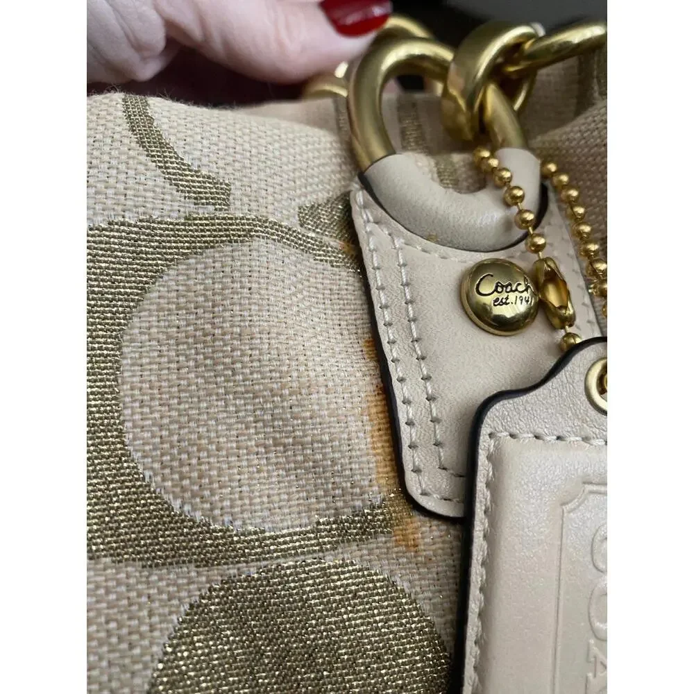 Coach shoulder bag Gold and beige - Picture 5 of 5